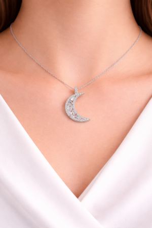 Colier din argint 925 semilună cu zirconii baghetă – eleganță strălucitoare [1]
