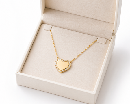 Colier din aur 14K cu inimă și zirconii strălucitoare ✨ [2]
