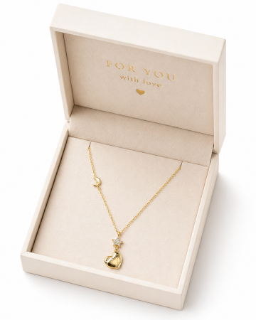 Colier din aur 14K cu inimă, stea și lună – design delicat cu zirconiu ✨ [2]