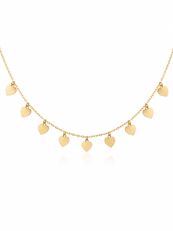 Bijuterii din aur - Colier din aur 14K cu inimioare multiple – design romantic ✨