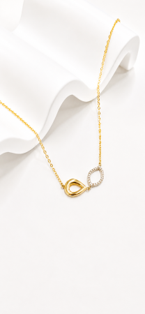Colier din aur 14K cu medalion elegant în două elemente [1]