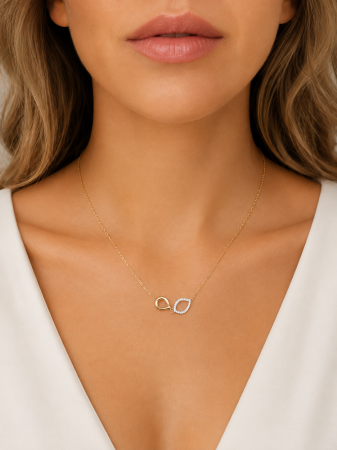 Colier din aur 14K cu medalion elegant în două elemente [2]
