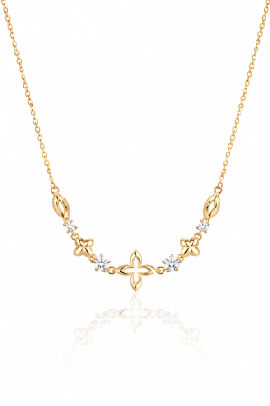 Bijuterii din aur - Colier din aur 14K cu motive florale și zirconii strălucitoare ✨