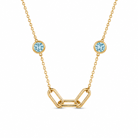 Lantisoare aur - Colier din aur 14K cu pietre și zale decorative