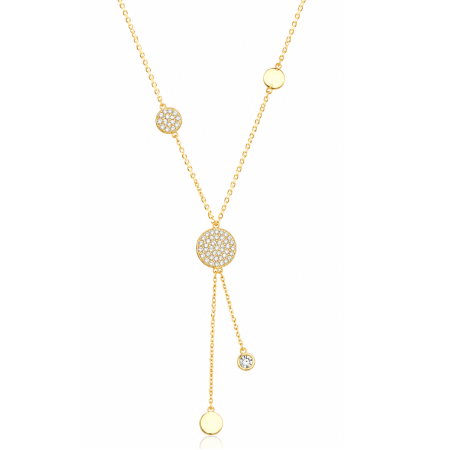 Lantisoare aur - Colier din aur 14K tip Y cu pietre – 44 cm, ajustabil 47 cm