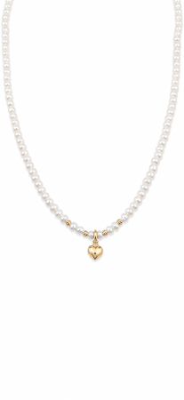 Bijuterii din aur - Colier Handmade din Aur 14KT cu Perle Naturale și Pandantiv Inimă