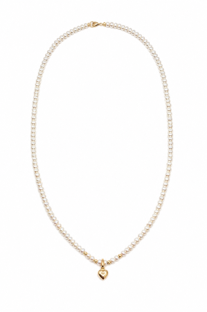 Colier Handmade din Aur 14KT cu Perle Naturale și Pandantiv Inimă [2]