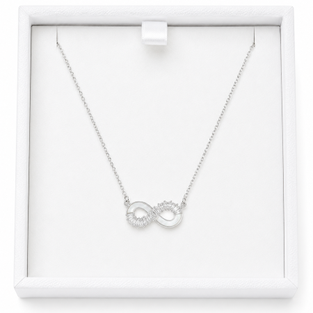 Colier Infinit din Argint 925 cu Sidef și Zirconii – Medalion 2 cm, Reglabil 40–45 cm [1]