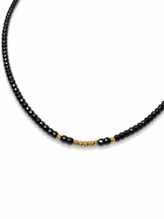 Colier Minimalist cu Onix Negru Fațetat și Aur 14K – Handmade IraGold [1]