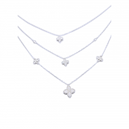 Bijuterii din argint - Colier cu Trifoi din Argint 925 cu Cristale Zirconia – 9.01 g, Lungime 40.5 cm