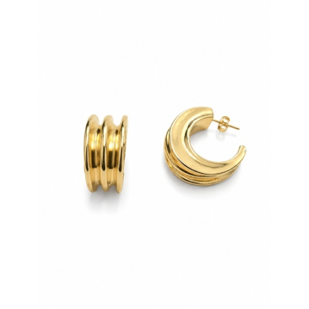 Cercei din Aur - ercei Semi-Creole Triple din Aur 14K – Design Statement Lucios