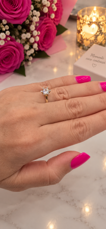Inel de Logodnă cu Piatră Centrală – Aur 14K, Montură cu 6 Piciorușe [3]