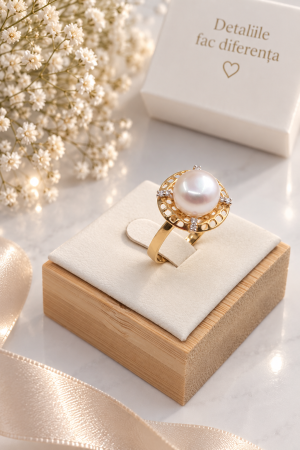 Inel de Logodnă din Aur 14K cu Perlă Naturală – Model Elegant și Delicat [1]