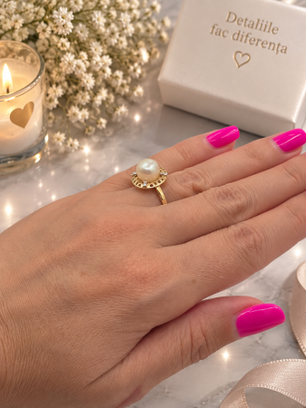 Inel de Logodnă din Aur 14K cu Perlă Naturală – Model Elegant și Delicat [2]