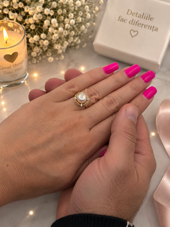 Inel de Logodnă din Aur 14K cu Perlă Naturală – Model Elegant și Delicat [3]