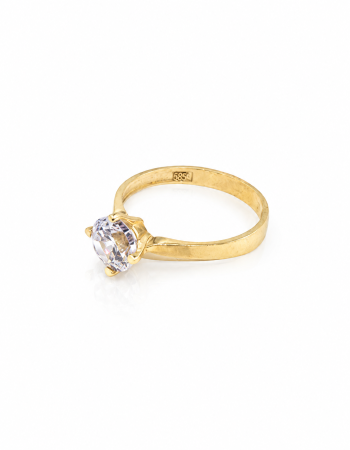 Inele de logodnă din aur 14K - Inel de Logodnă din Aur 14K cu Piatră Strălucitoare – Design Clasic