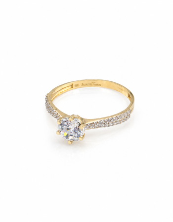 Inele de logodnă din aur 14K - Inel de Logodnă din Aur 14K cu Piatră Strălucitoare – Model Elegant cu 6 Piciorușe