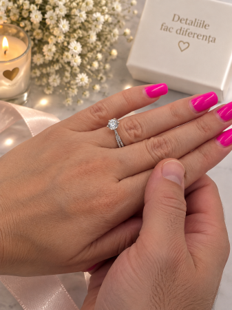 Inel de Logodnă din Aur 14K cu Piatră Strălucitoare – Model Elegant cu 6 Piciorușe [2]
