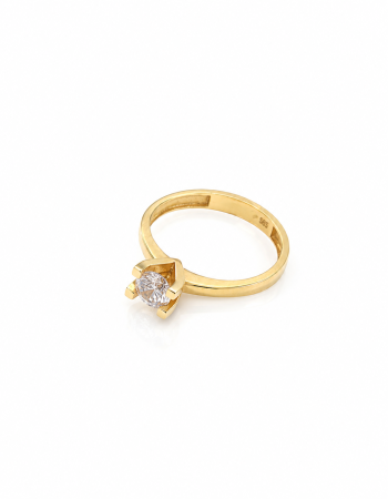 Inele de logodnă din aur 14K - Inel de logodnă din aur galben 14K cu piatră strălucitoare – Eleganță clasică