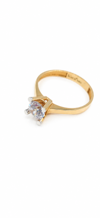 Inele de logodnă din aur 14K - Inel de Logodnă Elegant cu Piatră Centrală – Aur 14K