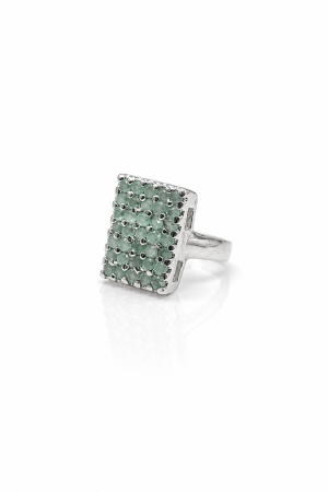 Inele din argint - Inel din Argint 925 cu Aventurin Verde și Design Elegant Rectangular