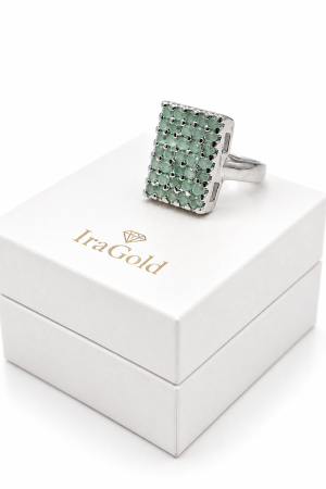 Inel din Argint 925 cu Aventurin Verde și Design Elegant Rectangular [1]