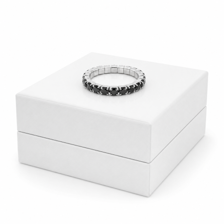 Inel Eternity Elastic din Argint 925 cu Zirconii Negre [1]
