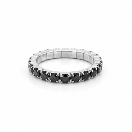 Inele din argint - Inel Eternity Elastic din Argint 925 cu Zirconii Negre