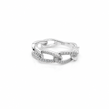 Inele din argint - Inel Tip Chain Ring din Argint 925 cu Zirconii Strălucitoare