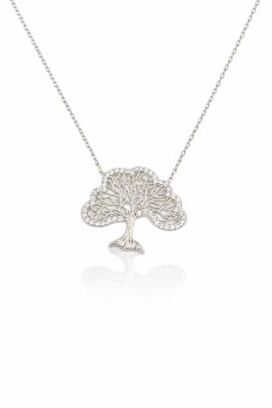 Lantisoare din argint - Colier din argint 925 „Copacul Vieții” cu zirconii – eleganță și simbol