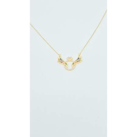 Lant cu Aripi din Aur 14 kt , Pietre Zirconia Curcubeu , 3.10 gr [3]