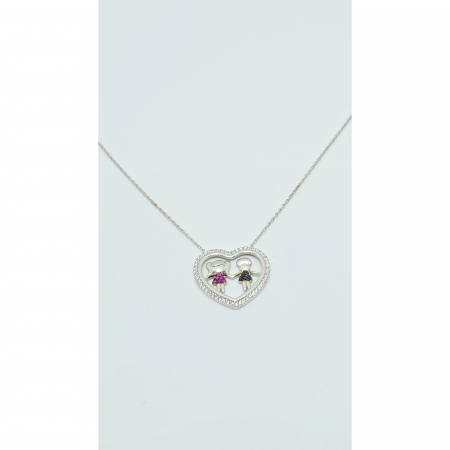 Lanț cu Două Fetițe din Argint 925 cu Cristale Zirconia – 3.22 g, 41-46 cm [3]