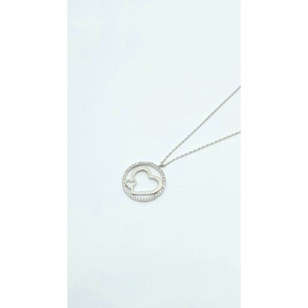 Lanț cu Două Inimioare din Argint 925 cu Cristale Zirconia – 2.98 g, 41-47 cm [4]