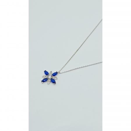 Lanț cu Floare Albastră din Argint 925 cu Cristale Zirconia – 3.22 g, 41-47 cm [4]