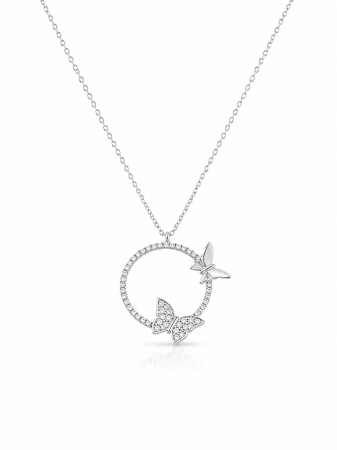 Lantisoare din argint - Lanț cu Fluturași din Argint 925 cu Cristale Zirconia – 2.82 g, 42-48 cm