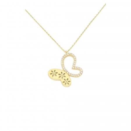 Lant cu Fluture din Aur 14 kt, pietre zirconia , 2,58 gr [0]