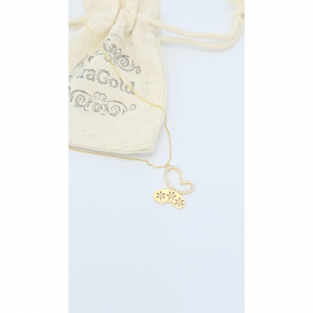 Lant cu Fluture din Aur 14 kt, pietre zirconia , 2,58 gr [1]