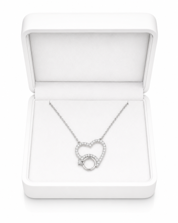 Lanț cu Inel și Inimioară din Argint 925 cu Cristale Zirconia – 2.68 g, 40-45 cm [1]