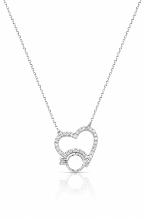 Lantisoare din argint - Lanț cu Inel și Inimioară din Argint 925 cu Cristale Zirconia – 2.68 g, 40-45 cm