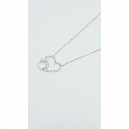 Lanț cu Inel și Inimioară din Argint 925 cu Cristale Zirconia – 2.68 g, 40-45 cm [4]