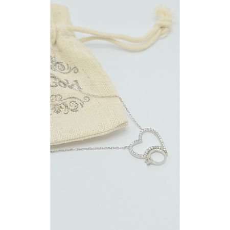 Lanț cu Inel și Inimioară din Argint 925 cu Cristale Zirconia – 2.68 g, 40-45 cm [3]