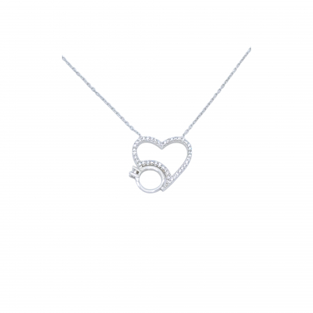 Bijuterii din argint - Lanț cu Inel și Inimioară din Argint 925 cu Cristale Zirconia – 2.68 g, 40-45 cm