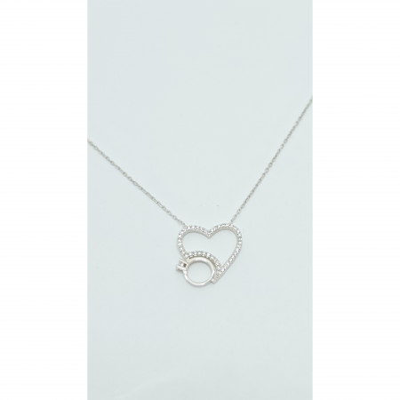 Lanț cu Inel și Inimioară din Argint 925 cu Cristale Zirconia – 2.68 g, 40-45 cm [1]