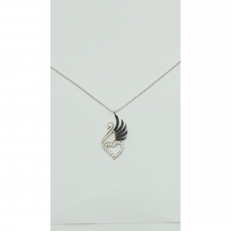 Lanț cu Lebădă și Inimă din Argint 925 cu Cristale Zirconia – 2.82 g, 42-48 cm [4]