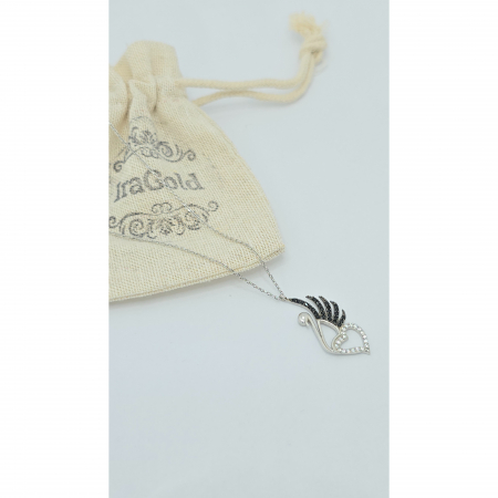 Lanț cu Lebădă și Inimă din Argint 925 cu Cristale Zirconia – 2.82 g, 42-48 cm [1]