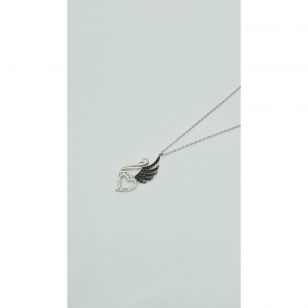 Lanț cu Lebădă și Inimă din Argint 925 cu Cristale Zirconia – 2.82 g, 42-48 cm [3]