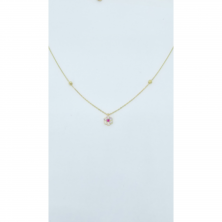 Lant cu o Floricica din Aur 14 kt , Cristale zirconia , 2,97 gr [3]