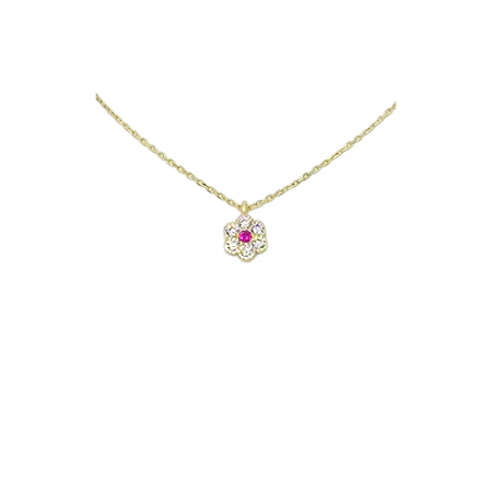 Bijuterii din aur - Lant cu o Floricica din Aur 14 kt , Cristale zirconia , 2,97 gr