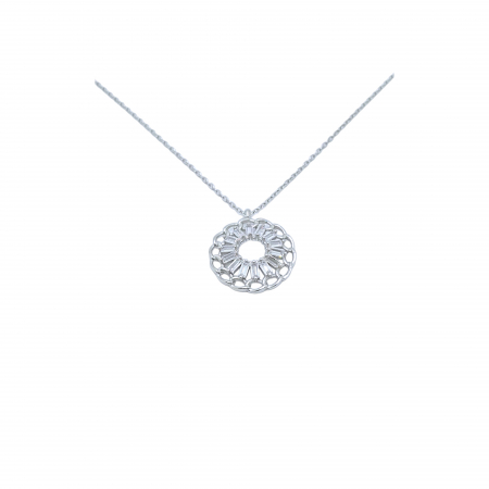 Lantisoare din argint - Lanț cu Pandant Rotund din Argint 925 cu Cristale Zirconia – 2.83 g, 40-45 cm