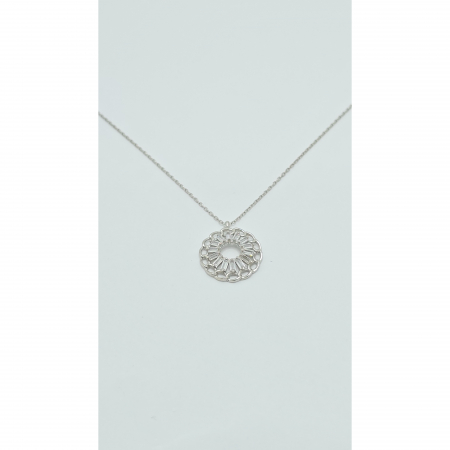 Lanț cu Pandant Rotund din Argint 925 cu Cristale Zirconia – 2.83 g, 40-45 cm [3]